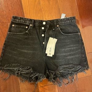 High rise ripped black denim Zara shorts